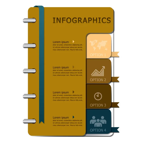 Modelo de Design de Infográficos Notebook — Vetor de Stock