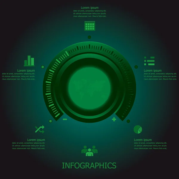 Botón Tuner Infografías Plantilla de diseño — Vector de stock
