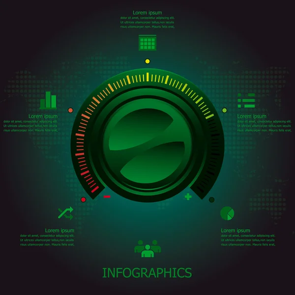 Modèle de conception d'infographie de tuner de bouton — Image vectorielle