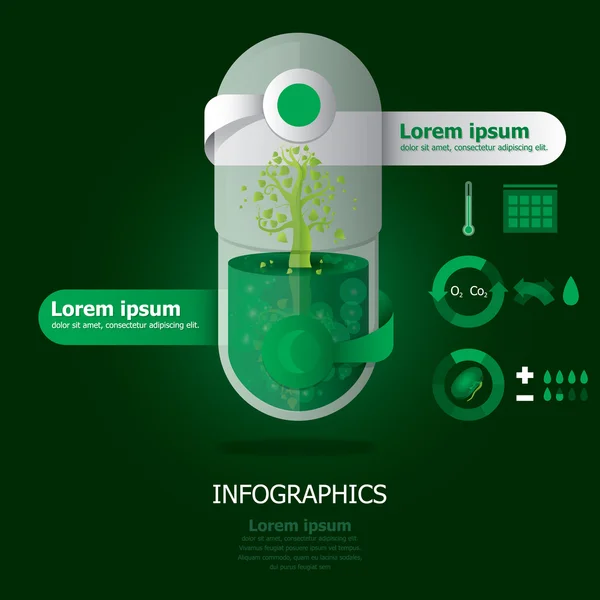 Plantas Pill Capsule Design Template — Vetor de Stock