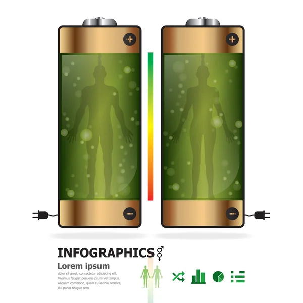 Human Battery Infographics Design Template — Stock Vector