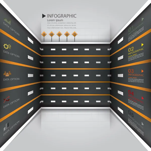 Modèle d'infographie d'affaires de route et de rue — Image vectorielle