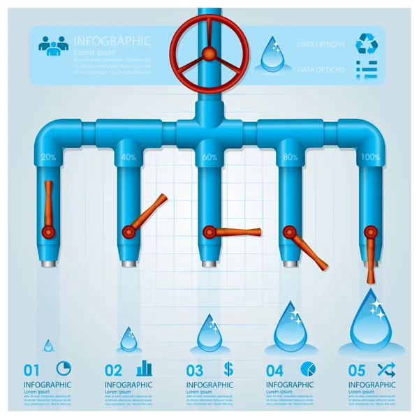물이 파이프 사업 infographic 디자인 서식 파일 — 스톡 벡터
