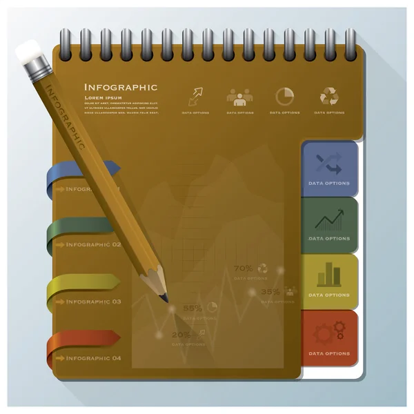 Organizar plantilla de diseño de infografía empresarial de cuaderno — Vector de stock