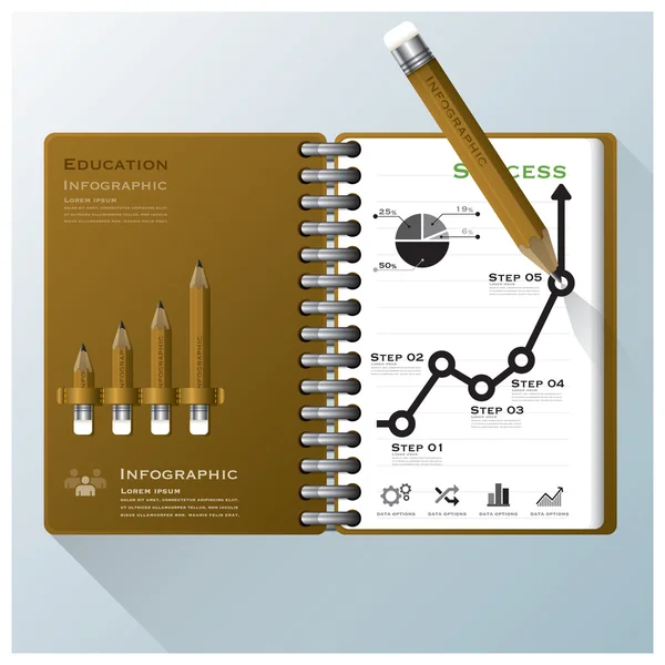 Szervez notebook üzleti infographic tervezősablon — Stock Vector