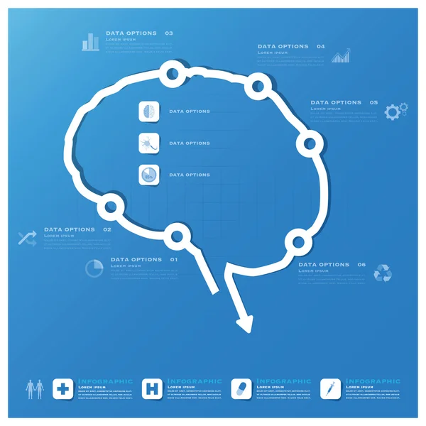 Modello di progettazione di business e infografica medica di forma cerebrale — Vettoriale Stock