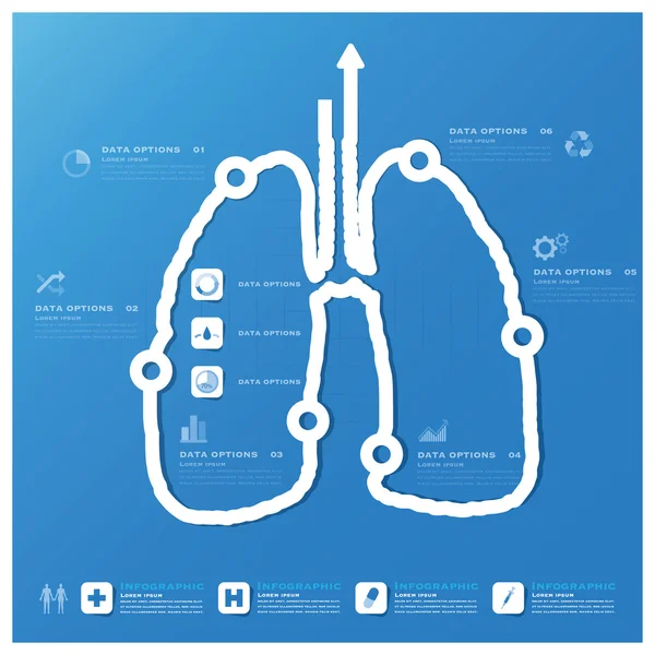 Plantilla de diseño de infografía médica y empresarial en forma de pulmón — Archivo Imágenes Vectoriales