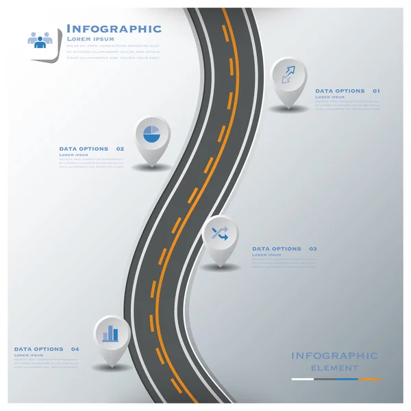 Modèle de conception d'infographie d'affaires de panneau de signalisation routière et routière — Image vectorielle