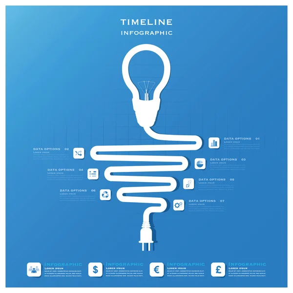 Modello di progettazione infografica aziendale della linea temporale della lampadina — Vettoriale Stock