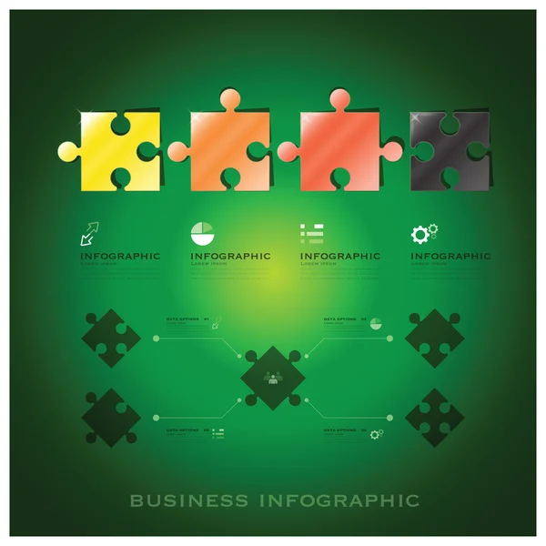 Modern Jigsaw Puzzle Business Infographic Background Design Temp — Stock Vector