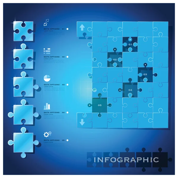 Modern Jigsaw Puzzle Negócios Infográfico Antecedentes Temp — Vetor de Stock