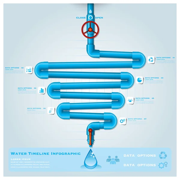 Linea temporale del tubo dell'acqua Infografica aziendale — Vettoriale Stock