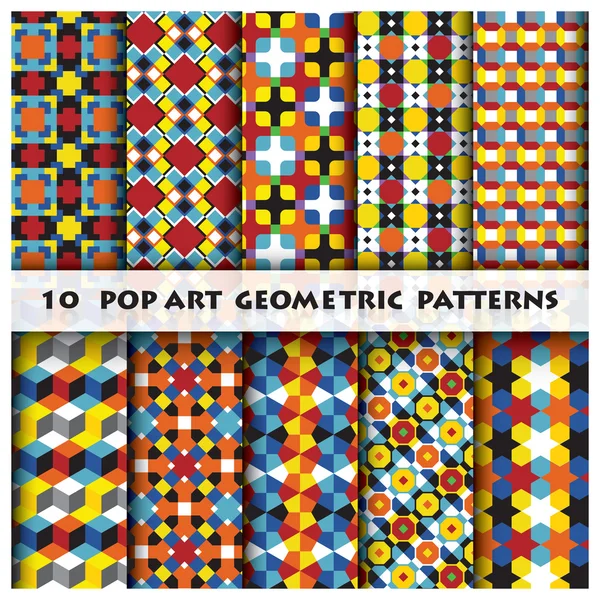 Pop art geometriska mönster bakgrundsformat — Stock vektor