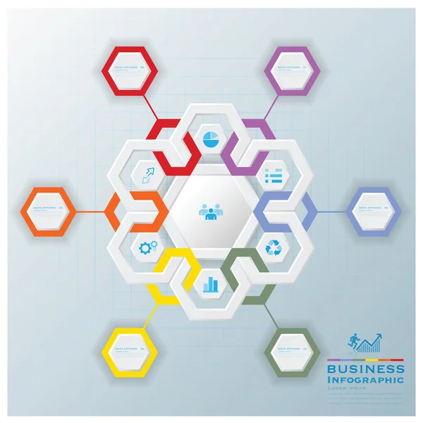 Modern Hexagon Business Infographic — Stock Vector