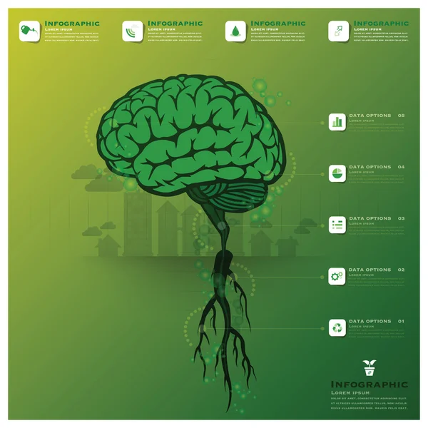 Albero cerebrale e radice Infografica Scienza sfondo — Vettoriale Stock