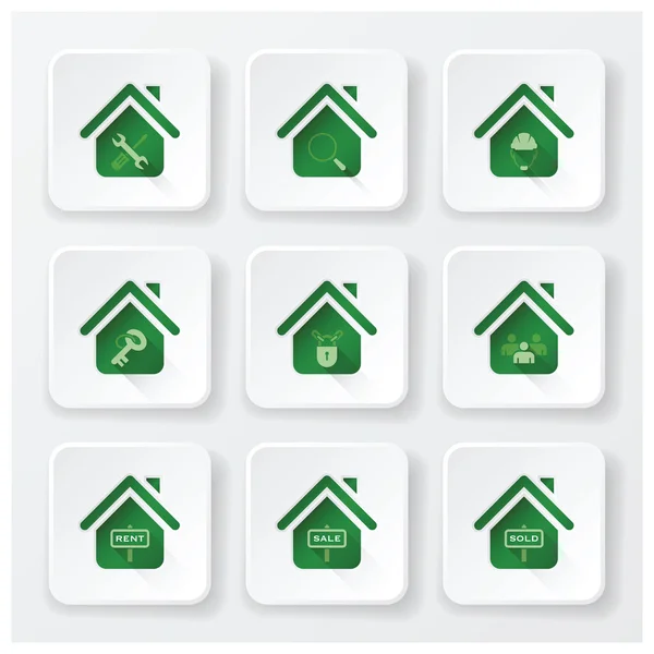 Casa immobiliare Flat Icons Set — Vettoriale Stock