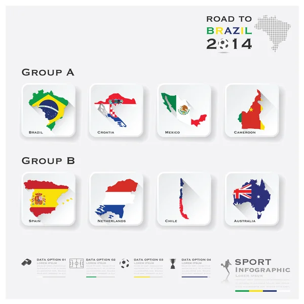 Cesta do Brazílie 2014 fotbalový turnaj sport infographic — Stockový vektor