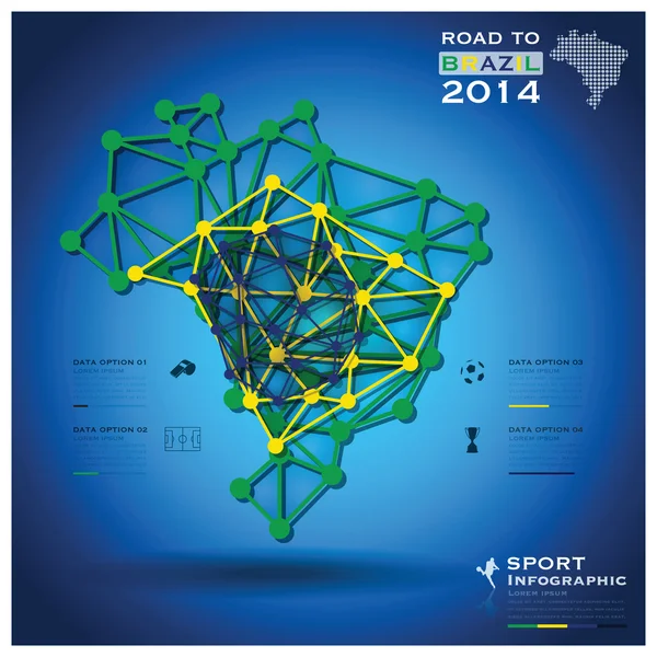 Camino a Brasil 2014 Torneo de Fútbol Deporte Geométrico Infograp — Archivo Imágenes Vectoriales