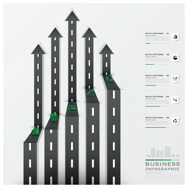 Carretera y tráfico callejero Señal Flecha Forma Negocios Infografía — Vector de stock