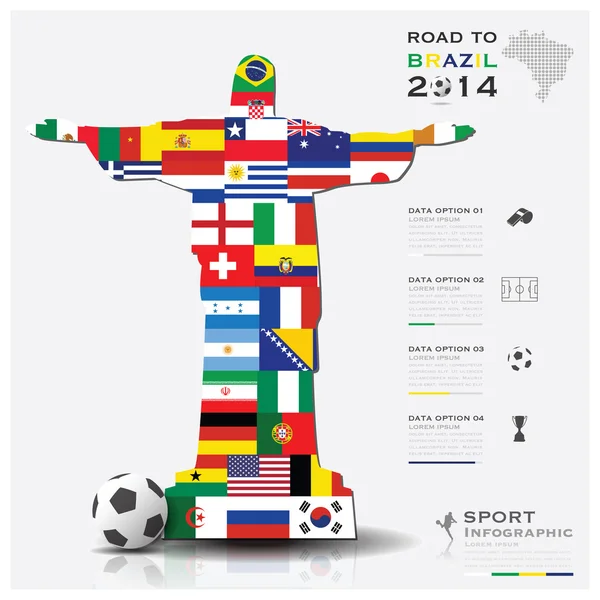 Vägen till Brasilien 2014 fotboll turneringen sport infographic — Stock vektor