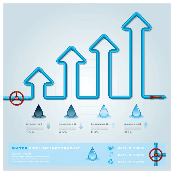 Acqua Pipeline Business Infografica — Vettoriale Stock