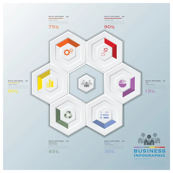 Modern Hexagon Business Infographic — Stock Vector
