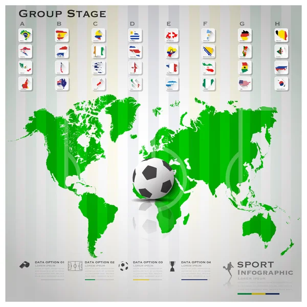 Road To Brasil 2014 Torneio de Futebol Esporte Infográfico Backgr — Vetor de Stock