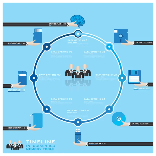 Tijdlijn infographic geheugen extra pictogrammen ingesteld — Stockvector