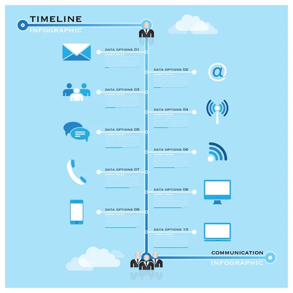 Linha do tempo Comunicação Infográfico de Negócios — Vetor de Stock
