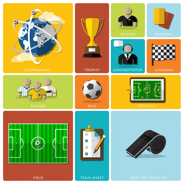 Torneo de fútbol y deporte plano icono de diseño — Vector de stock