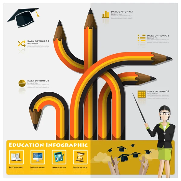 Educación y Graduación Aprendizaje Infografía — Vector de stock