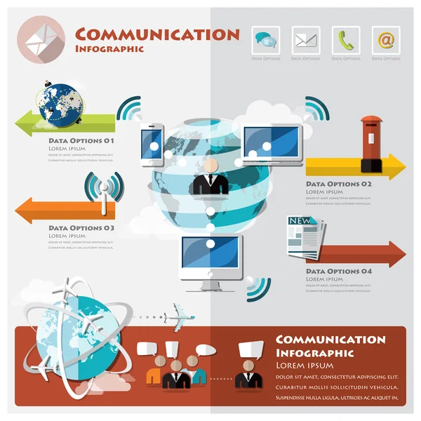 Iletişim ve bağlantı Infographic — Stok Vektör