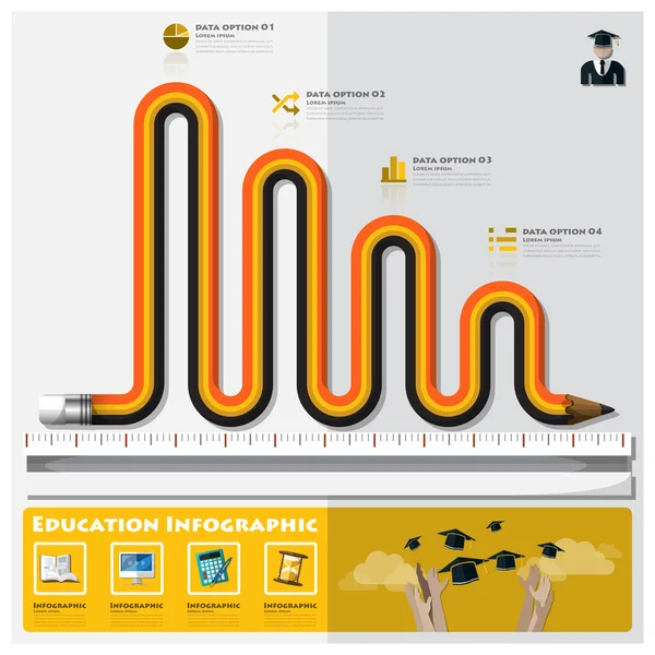 Educación y Graduación Aprendizaje Infografía — Archivo Imágenes Vectoriales