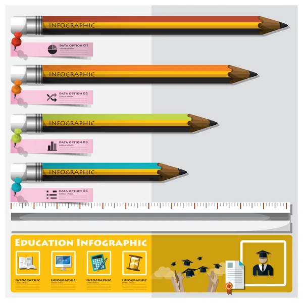 Educación y Graduación Aprendizaje Infografía — Archivo Imágenes Vectoriales