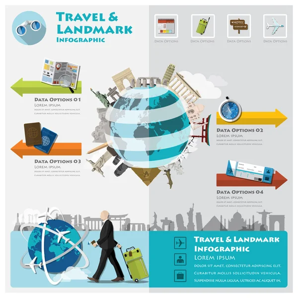 Seyahat ve yolculuk landmark Infographic — Stok Vektör