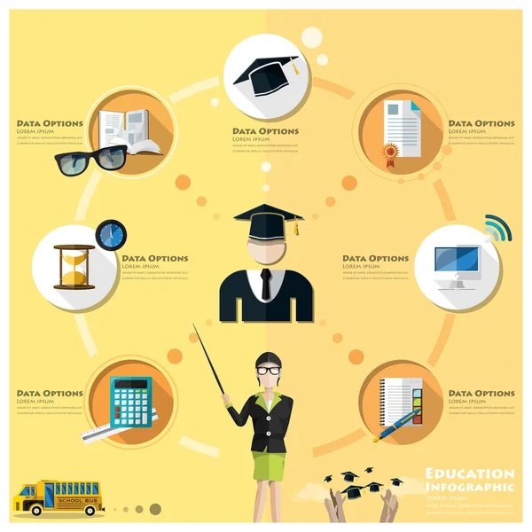 Infográfico de Educação e Graduação — Vetor de Stock