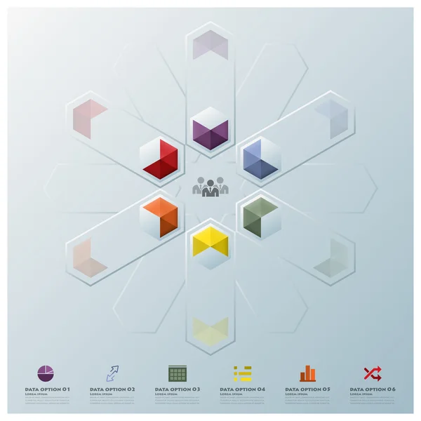 Moderna fusione esagonale forma geometrica Infografica aziendale — Vettoriale Stock