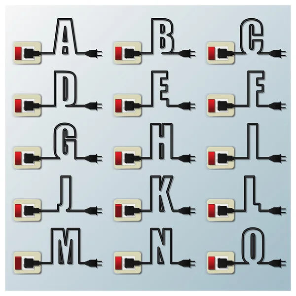 Alphabete Buchstabe elektrische Drahtleitung — Stockvektor