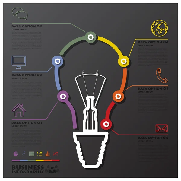 Éclairage Connexion Chronologie Infographie d'affaires — Image vectorielle