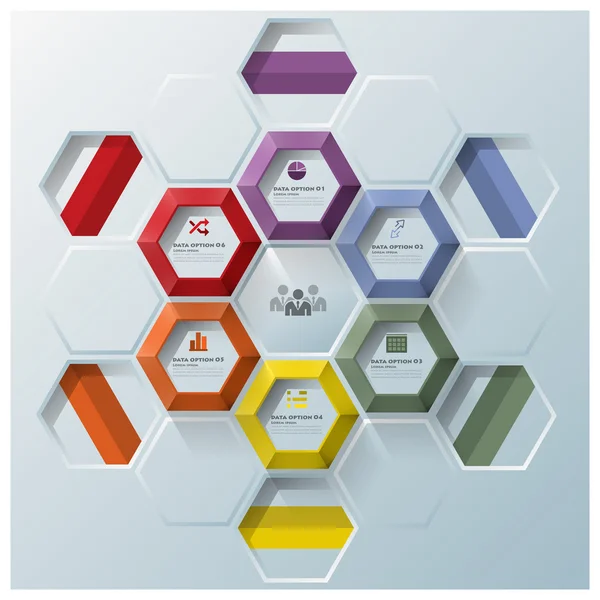 Infografía de negocios de forma geométrica hexagonal moderna — Archivo Imágenes Vectoriales