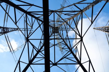 Elektrik direkleri ve iletim hatları - Sütunlar ve elektrik kabloları aracılığıyla elektrik dağıtımı.
