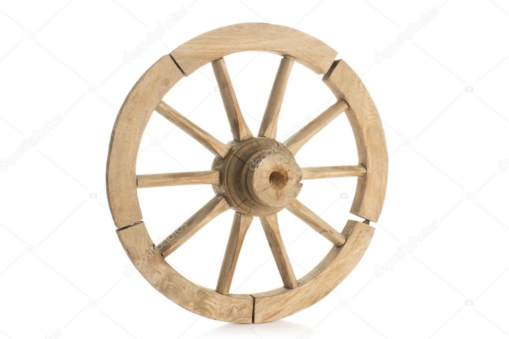 Antique wheel on white background