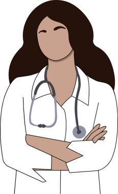 Beyaz önlüklü, steteskoplu kadın doktor.. 
