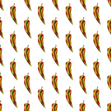Abstract pattern seamless bright hot pepper made of multi-colored diamonds.