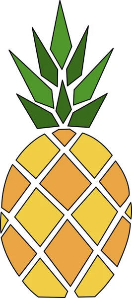 Yellow orange pineapple with green leaves on a transparent background. abstract illustration. — Archivo Imágenes Vectoriales