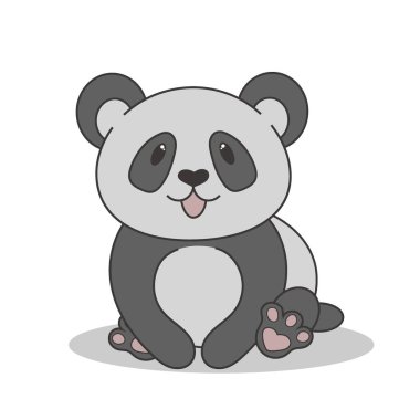 Beyaz arka planda izole edilmiş şirin panda çizgi filmi. ayrı tasarım ögesi.