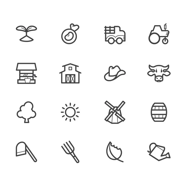 白の背景に設定ファーム要素黒いアイコン — ストックベクタ