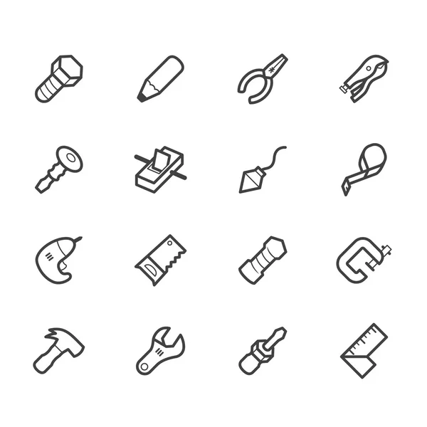 Engenheiro ferramentas vetor ícone preto definido no fundo branco — Vetor de Stock