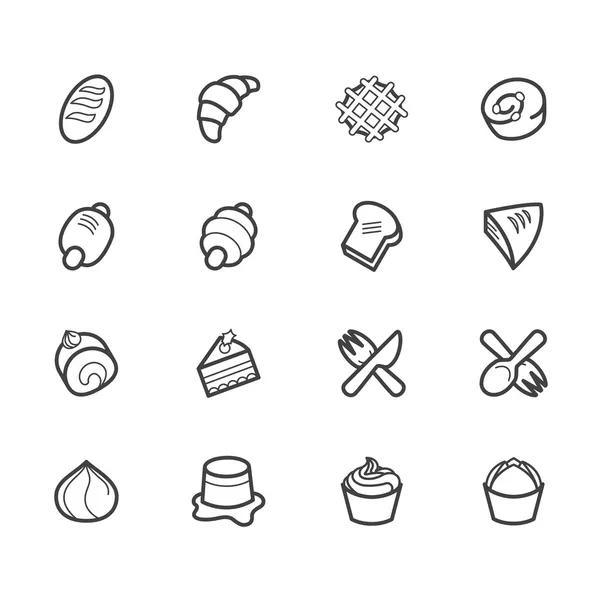 Bakery popular vector icon set on white background — Stock Vector