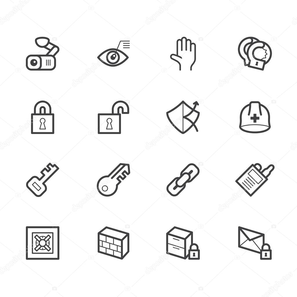 Security element vector icon set on white background